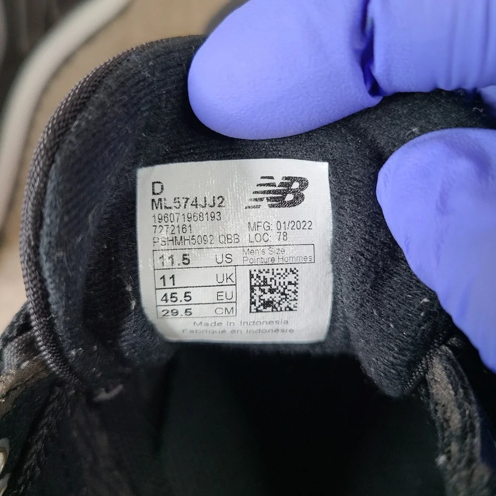 New Balance 574 Premium Classics Mens 11.5 D Black Silver Running Shoes ML574JJ2